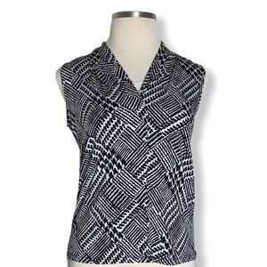 Jones New York Black and White Sleeveless Blouse